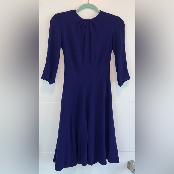 loris azzaro Paris VTG Dress Purple Glass Buttons Wool Vintage 38/ US 2 - Picture 2 of 8